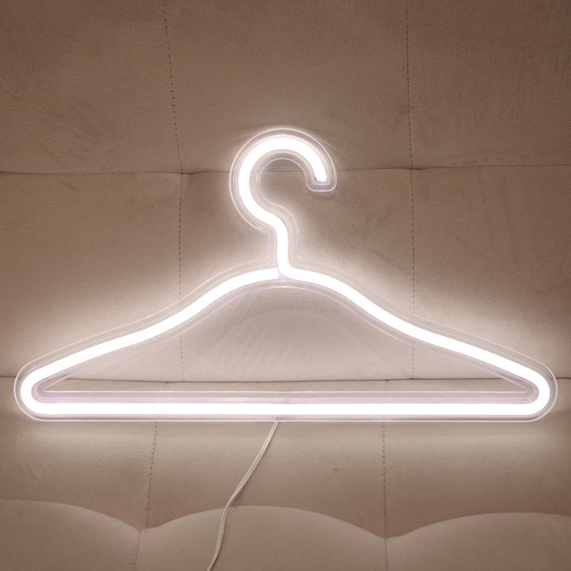 LED Neon Light Sign Clothes Stand USB Powered Hanger