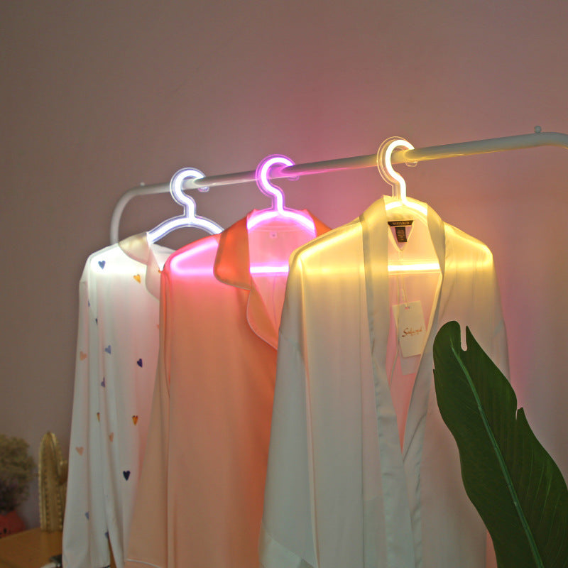 LED Neon Light Sign Clothes Stand USB Powered Hanger