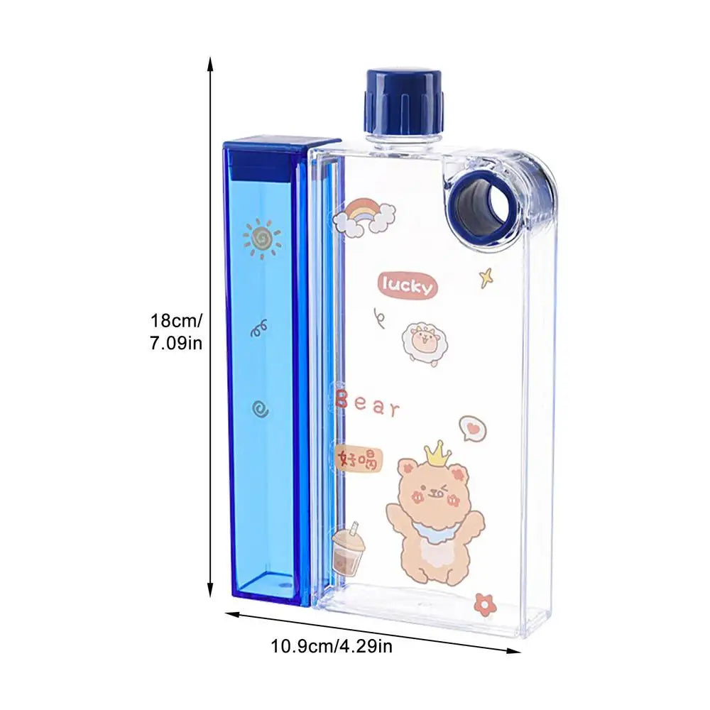 A5 Water Bottle A5 Size Travel Mug 380Ml Transparent Summer Cold Water Mug Travel Flask Gym Water Bottle with Removable Slides