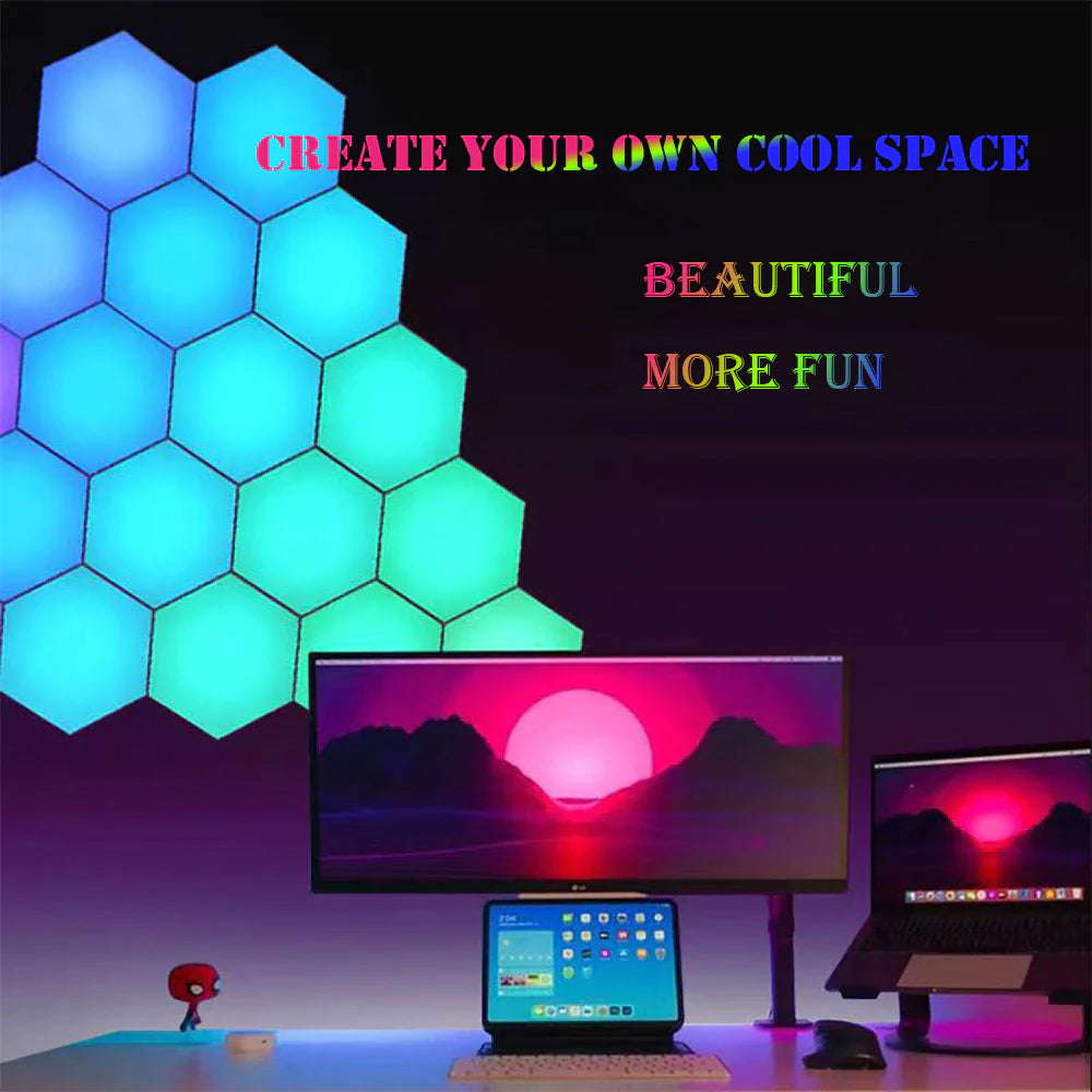 5V USB APP-Controlled LED Hexagonal Night Light - Creative RGB Indoor Wall Decor for DIY Home Atmosphere Enhancement (1-20 PCS)