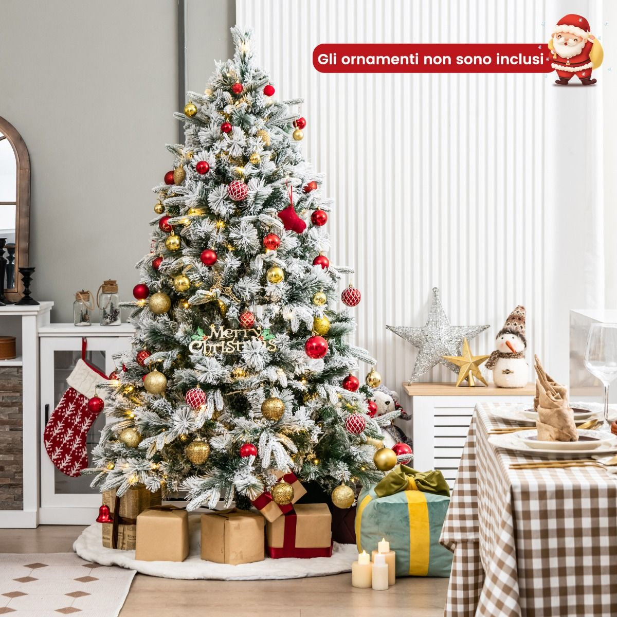 Albero Di Natale Artificiale Da 186Cm Con 250 Luci LED 752 Punte Di Ramo Miste, Albero Di Decorazione per Natale