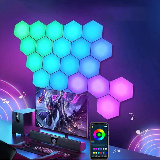 5V USB APP-Controlled LED Hexagonal Night Light - Creative RGB Indoor Wall Decor for DIY Home Atmosphere Enhancement (1-20 PCS)