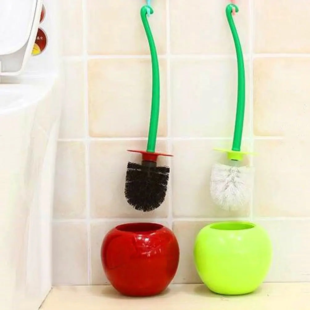 Cute Cherry Toilet Brush Holder Set Bathroom Lavatory Long Handle Toilet Bowl Brush Cleaner Cleaning Brush Bathroom Accessories