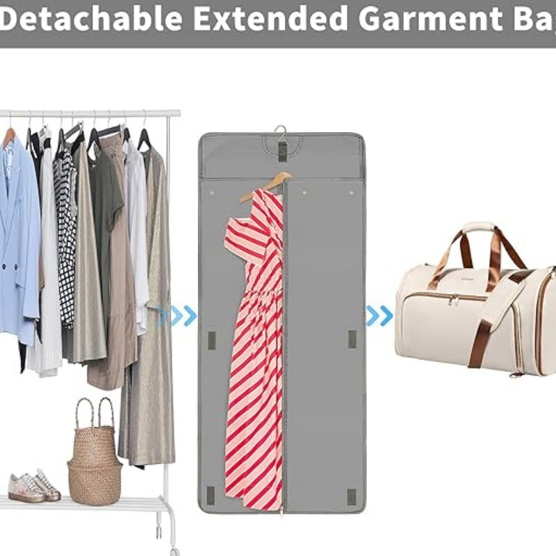 Convertible Cloth Wear-resistant Folding Storage Garment Suit Bag Crossbody Rotatable Backpack