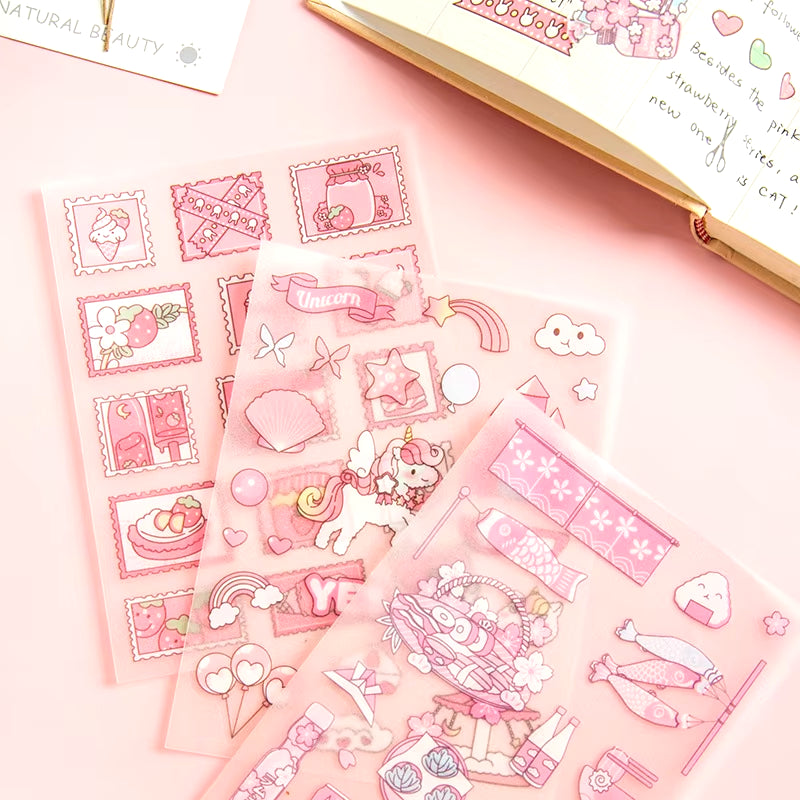 4Pcs/Pack Kawaii Anime Stickers Scrapbooking Stationery School Supplies