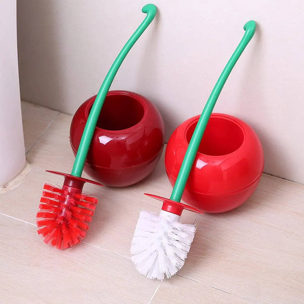 Cute Cherry Toilet Brush Holder Set Bathroom Lavatory Long Handle Toilet Bowl Brush Cleaner Cleaning Brush Bathroom Accessories