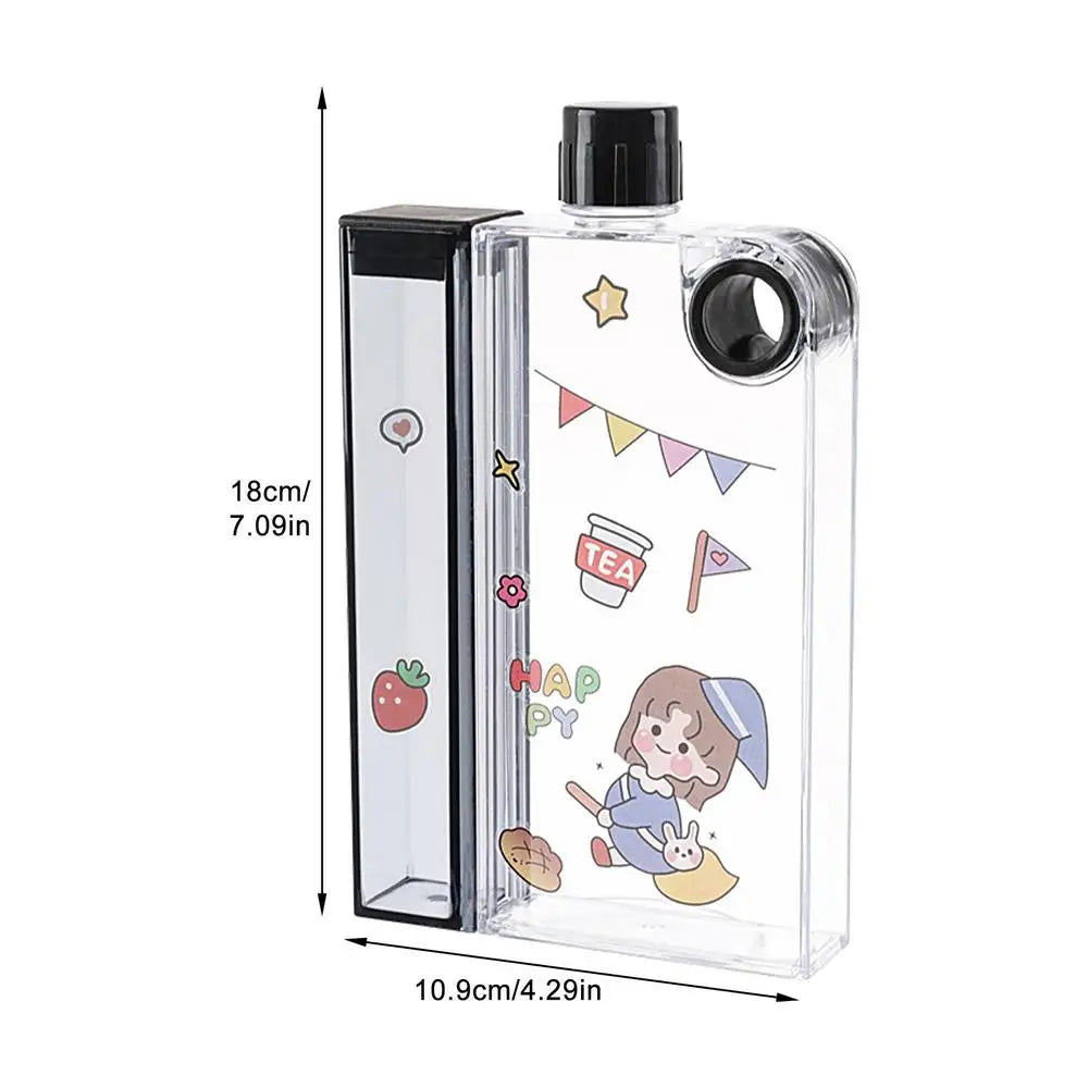 A5 Water Bottle A5 Size Travel Mug 380Ml Transparent Summer Cold Water Mug Travel Flask Gym Water Bottle with Removable Slides